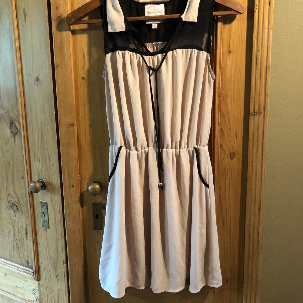 Cream and black dress